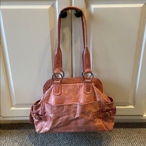 Helen Welsh Embossed Rose Shoulder Bag - Elegant Leather